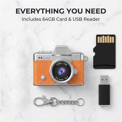Mini Digital Camera with 1.47 in LCD Screen, 1080p Flip Screen Mini Camera with Built-in Flash, Portable Digital Camera Key Chain with 32gb Card USB Card Reader and Converter (Black) in Saudi Arabia