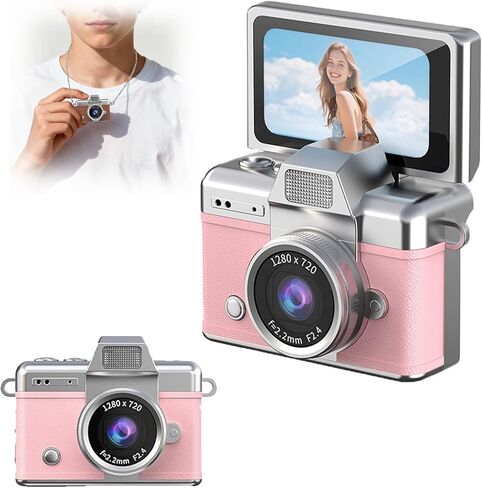 Mini Digital Camera with 1.47 in LCD Screen, 1080p Flip Screen Mini Camera with Built-in Flash, Portable Digital Camera Key Chain with 32gb Card USB Card Reader and Converter (Black) in Saudi Arabia