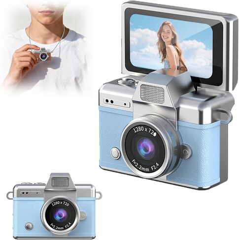 Mini Digital Camera with 1.47 in LCD Screen, 1080p Flip Screen Mini Camera with Built-in Flash, Portable Digital Camera Key Chain with 32gb Card USB Card Reader and Converter (Black) in Saudi Arabia