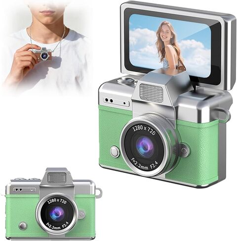 Mini Digital Camera with 1.47 in LCD Screen, 1080p Flip Screen Mini Camera with Built-in Flash, Portable Digital Camera Key Chain with 32gb Card USB Card Reader and Converter (Black) in Saudi Arabia