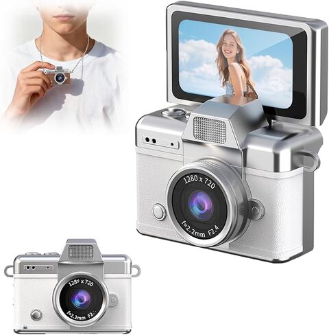 Mini Digital Camera with 1.47 in LCD Screen, 1080p Flip Screen Mini Camera with Built-in Flash, Portable Digital Camera Key Chain with 32gb Card USB Card Reader and Converter (Black) in Saudi Arabia