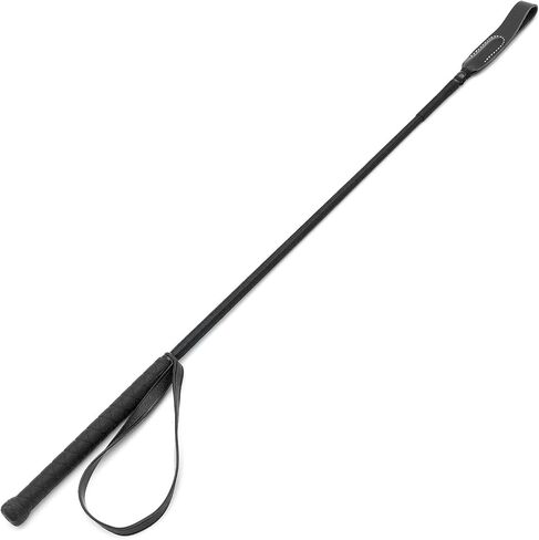 Jeffers Equine Horse Riding Crop for Equestrian Training – Durable Fiberglass Shaft with Leather Slapper & Rubber Grip – Riding Aid for English, Western, Dressage, & Show Riders - Brown 24½" in Kuwait