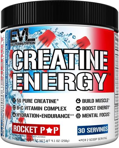 Evlution Nutrition Creatine 5000 - يدعم التعافي بشكل أسرع ونمو العضلات النحيف - مسحوق ما قبل وبعد التمرين - 5000 ملغ من الكرياتين أحادي الهيدرات لكل وجبة - 60 حصصًا - غير متوفرة in Saudi Arabia