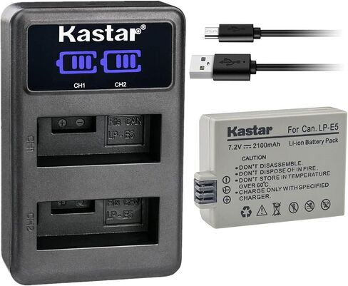 شاحن بطارية USB Kastar LP-E5 LED2 متوافق مع بطارية Canon LP-E5 LPE5، Canon LC-E5، LC-E5C، شاحن LC-E5E، Canon EOS Kiss F، EOS Kiss X2، كاميرا EOS Kiss X3 in Kuwait