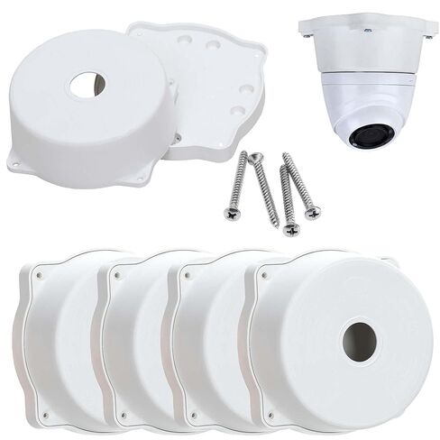 صندوق توصيل كاميرا CCTV العالمي PRO-113، أبيض، بلاستيك PP5 مقاوم للأشعة فوق البنفسجية، 4.53 × 1.65 بوصة، حامل على الحائط/السقف/العمود، مقاوم للطقس | (4 عبوات) in Kuwait