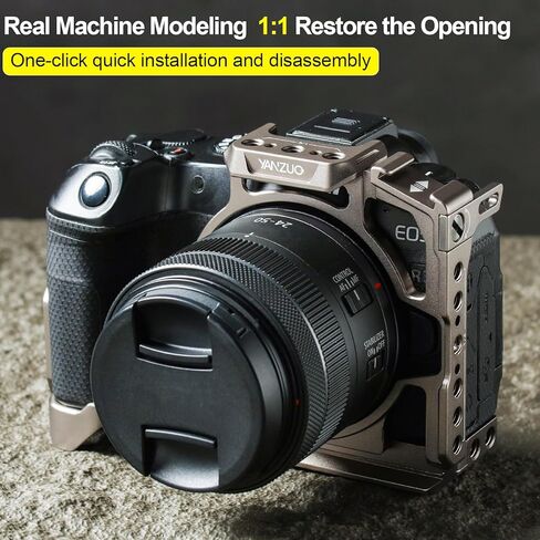 قفص كاميرا لكاميرا Canon R8 مع حامل حذاء بارد مزدوج، منصة معيارية خفيفة الوزن، إطلاق سريع من Arca-Swiss للسفر، يوتيوب، التصوير الفوتوغرافي (أسود) in Kuwait