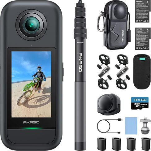AKASO 360 Weatherproof 360° Action Camera Motorcycle Combo with MicroSDXC U3 Card and Camera Carrying Case Bundle in Saudi Arabia
