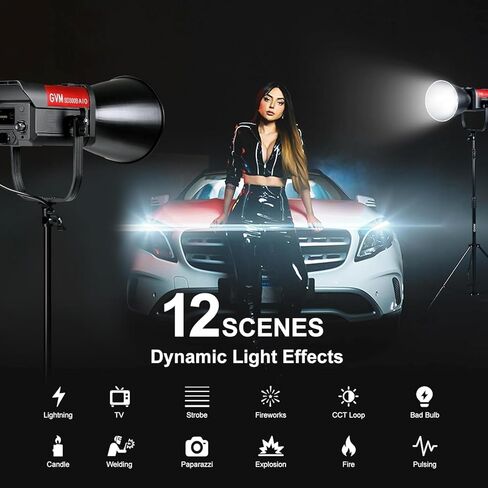 GVM SD300B AIO مصباح فيديو، عبوتان 300 واط ثنائي اللون COB LED للتصوير الفوتوغرافي مع 2 Softboxs و2 حوامل ثلاثية، 2700K–6800K، CRI 97+، 11440 Lux @1m، إضاءة مستمرة للتصوير الفوتوغرافي وتسجيل الفيديو in Saudi Arabia