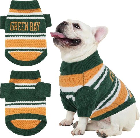 Kansas Small Dog Sweater​ Football Theme Turtleneck Knit Dog Sweaters for Small Pets Warm Winter Cat Dog Clothes in Saudi Arabia
