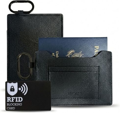 حامل جواز سفر للسفر RFID حظره نحيف جواز سفر محفظة وجواز سفر غلاف الكتب مع نغمة الذهب برغي carabiner وحقيبة الهدايا ، أساسيات المطار (البحرية) in Kuwait