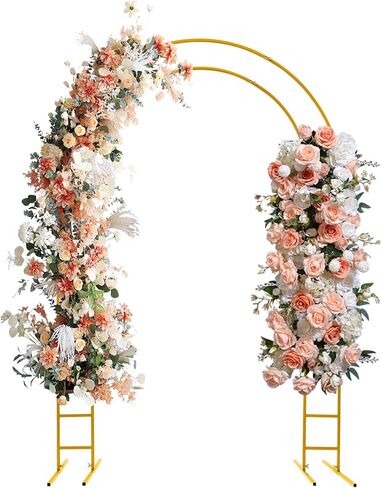 Romantic Arch Backdrop Stand, 7.2ft Double Tube Wedding Arch Gold, Heavy Duty Steel Frame with 22lbs Load Capacity, DIY for Wedding/Party/Photo Booth, Freestanding Circle Arch (White) in Saudi Arabia