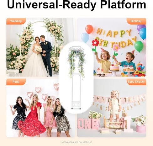 Open Arch Backdrop Stand, White Wedding Backdrop Stand Metal Square Balloon Arch Stand with Foldable Base Adjustable Height Garden Arbor Frame for Wedding Birthday Party Anniversary Decor in Saudi Arabia