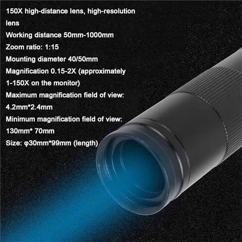 Digital Microscope, HDMI Soldering Microscope, 150X Industrial Camera Magnifier, 4K 16MP Ultra HD Camera, with Ring Light & Flexible Arm, for Observation, Soldering, Electronic Repairs in Saudi Arabia