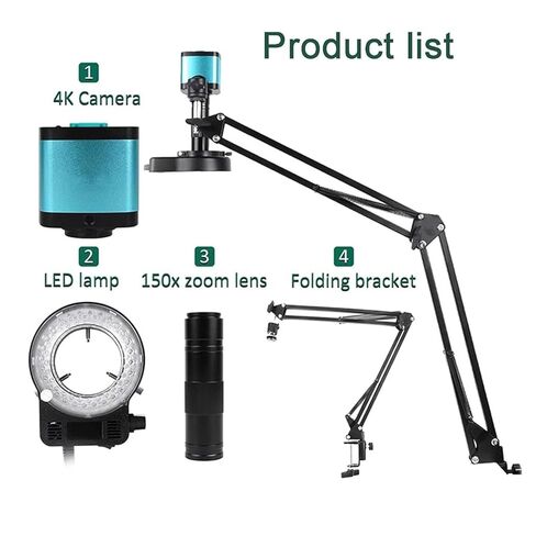 Digital Microscope, HDMI Soldering Microscope, 150X Industrial Camera Magnifier, 4K 16MP Ultra HD Camera, with Ring Light & Flexible Arm, for Observation, Soldering, Electronic Repairs in Saudi Arabia