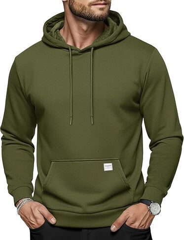 MAGCOMSEN Heavy Hoodies for Men Pullover Casual Fashion Sweatshirts Thermal Athletic Drawstring Hoody with Kanga Pocket in Saudi Arabia