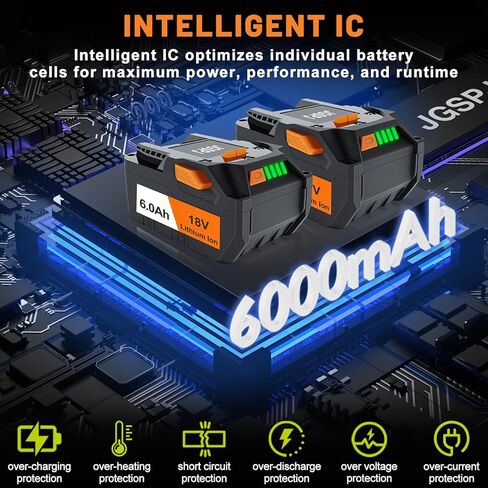 6000 مللي أمبير استبدال لبطارية Ridgid 18 فولت R840089 R840087 R840086 R840085 R840084 R840083 بطاريات ليثيوم 18 فولت (2 حزمة) in Saudi Arabia