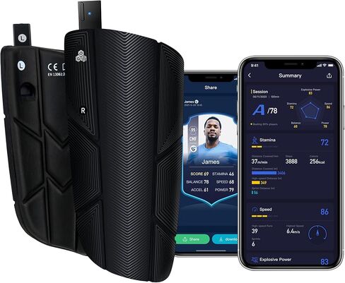 Smart Soccer Shin Guards with Performance Tracking – Monitors Speed, Distance, Power & Balance, No Subscription, Compete on Leaderboards, Bluetooth Enabled, 2 Youth in Saudi Arabia