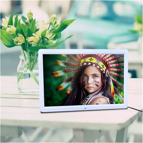 إطار صور رقمي 13.5 بوصة إطارات صور رقمية LED أفلام رقمية LCD Mp3 ساعة منبه إطار صورة مع جهاز تحكم عن بعد ومسجلات مشغلات الفيديو (أبيض) in Saudi Arabia