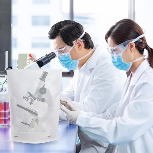 6 قطع من غطاء غبار المجهر من Klmnop، مقاس 15.75 بوصة × 19.69 بوصة، قماش أبيض غير منسوج مع رباط يناسب معظم المجاهر، وملحقات المجهر (أبيض) in Kuwait