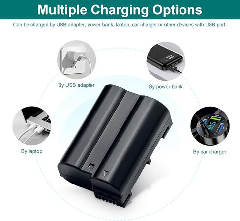 حزمة بطارية EN-EL15، عبوتان من بطاريات ليثيوم أيون بديلة EN-EL15 EN EL15a قابلة لإعادة الشحن لكاميرات Nikon D7500، D7200، D7100، D7000، D850، D750، D500، D810a، D810، D800e، D800، D610، D600 in Kuwait