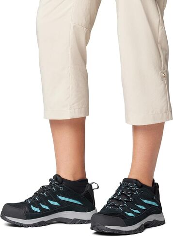 Columbia Women's Crestwood Waterproof Low Rise Trekking and Hiking Shoes, Black Teal, 9.5 in Saudi Arabia