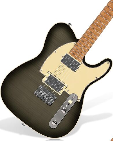 AKLOT Multi-Scale 8-String Electric Guitar: Roasted Maple Neck with String-Through Bridge Electric Guitars Kit with Okoume Body, HH Pickup, Gig Bag, Strap, String Mute, Distortion Pedal, XRN-8 AD in Kuwait