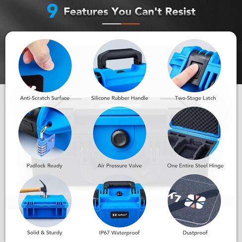 Lykus Titan MM510 Waterproof Hard Case for DJI Mini 5 Pro and RC2/RC-N3, Support up to 7 batteries, Blue [CASE ONLY] in Saudi Arabia