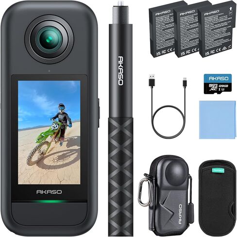 AKASO 360 Weatherproof 360° Action Camera Creator Combo with MicroSDXC U3 Card and Camera Carrying Case Bundle in Saudi Arabia