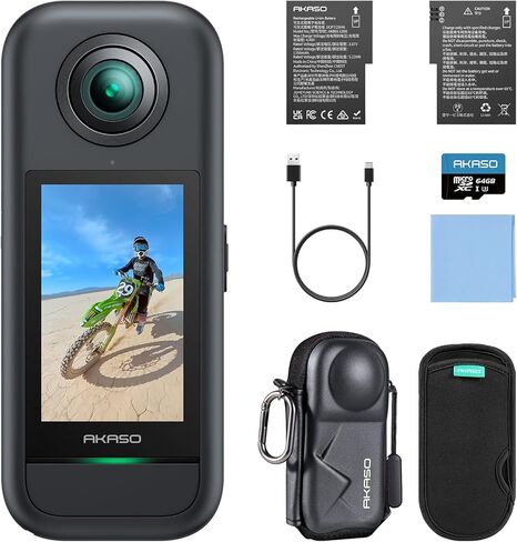 AKASO 360 Weatherproof 360° Action Camera with MicroSDXC U3 Card and Camera Carrying Case Bundle in Saudi Arabia
