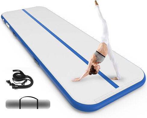 Gymnastic Mats for Home Use Kids Adults, Thickness Inflatable Gymnastics Mat with Electric Pump and Storage Bag, Air Cheer Mat for Training Yoga Cheerleading Gym Outdoor in Saudi Arabia