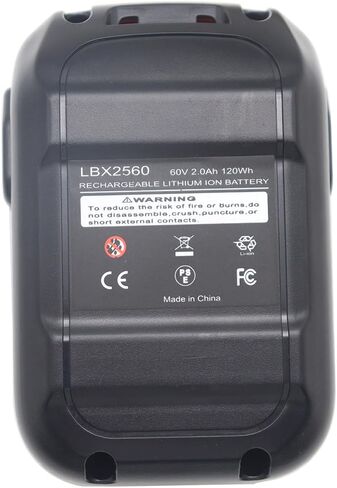 بطارية ليثيوم أيون بديلة LBX2560 2.0 أمبير 60 فولت LBX1560، متوافقة مع أدوات كهربائية لاسلكية 60 فولت B & D LHT360 LST560 LSW60C CM2060C in Kuwait