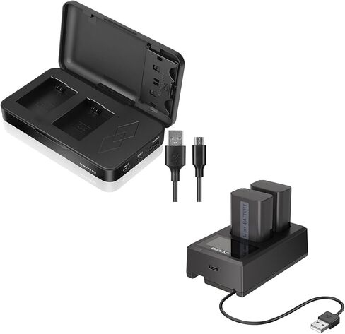 JYJZPB 2 حزمة بطاريات NP-FW50 1300 مللي أمبير وشاحن USB مزدوج لسوني ألفا A6400 ZV-E10 A7II A6100 A7 A6500 A6300 A5100 A7RII A7S A7S2 A7R الكاميرا in Kuwait