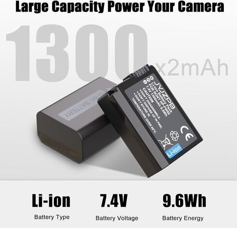 JYJZPB 2 حزمة بطاريات NP-FW50 1300 مللي أمبير وشاحن USB مزدوج لسوني ألفا A6400 ZV-E10 A7II A6100 A7 A6500 A6300 A5100 A7RII A7S A7S2 A7R الكاميرا in Kuwait