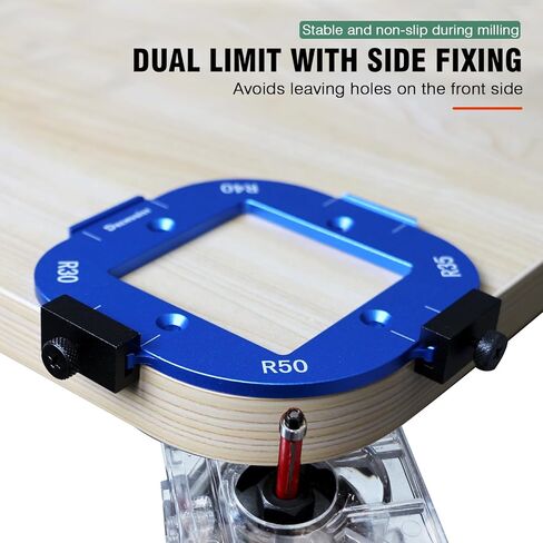 Router Corner Radius Template 2 Pack,with 2 Trim Bit Aluminum Alloy Radius Jig Router Templates,8-in-1 Arc Cutting Guide Set (R10-R50),Use with Router Table,Fits Handheld,Trim,and Table Routers,Blue in Saudi Arabia