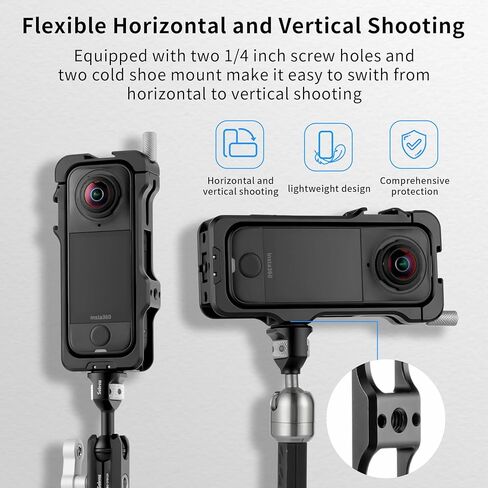 حافظة واقية معدنية من Selens لجهاز Insta360 X4 Air، وInsta 360 X4 Air Accessories إطار من سبائك الألومنيوم مع بناء أقوى، وحوامل توسيع مختلفة، وحامل قابل للطي وغطاء عدسة من السيليكون in Saudi Arabia