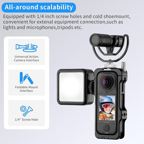 حافظة واقية معدنية من Selens لجهاز Insta360 X4 Air، وInsta 360 X4 Air Accessories إطار من سبائك الألومنيوم مع بناء أقوى، وحوامل توسيع مختلفة، وحامل قابل للطي وغطاء عدسة من السيليكون in Saudi Arabia