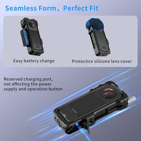 حافظة واقية معدنية من Selens لجهاز Insta360 X4 Air، وInsta 360 X4 Air Accessories إطار من سبائك الألومنيوم مع بناء أقوى، وحوامل توسيع مختلفة، وحامل قابل للطي وغطاء عدسة من السيليكون in Saudi Arabia