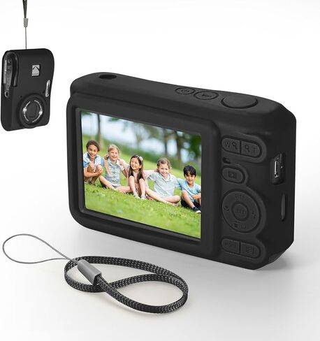 غطاء حافظة من السيليكون للكاميرا متوافق مع Kodak PIXPRO FZ45، جراب ناعم واقٍ بالكامل مضاد للخدش مع حزام يد لجراب الكاميرا الرقمية FZ45، خفيف الوزن، متين، 6 ألوان (أسود) in Kuwait