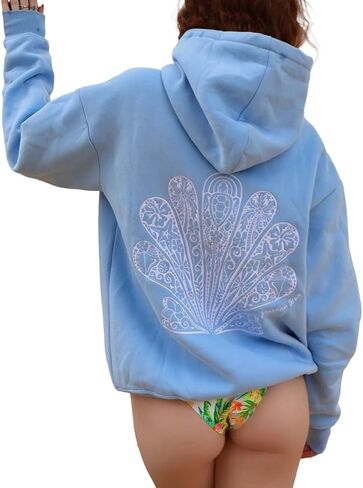 Women Y2K Embroidered Hoodie Floral Graphic Oversized Pullover Hoodie Cute Animal Pocket Hooded Sweatshirts in Saudi Arabia