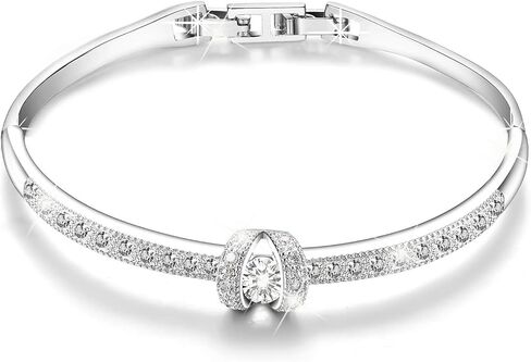 Fasion Jewelry lover knot Bangle Bracelets For Women 18K Gold Plated Adjustable Bracelets With Crystal Anniversary Valentine's Day Gift For Wife And Girlfriend (Rose Gold) in Saudi Arabia