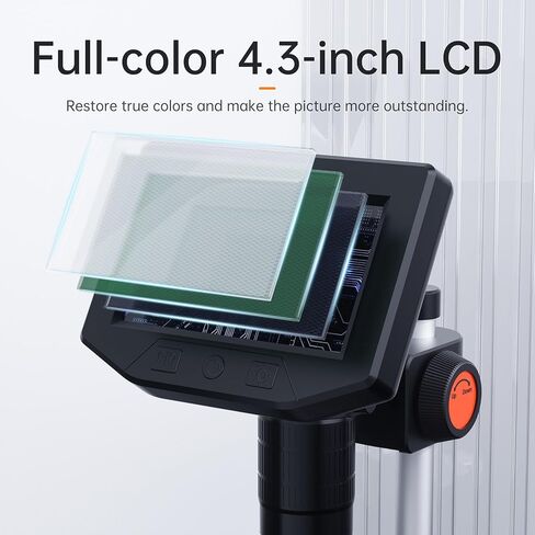 مجهر رقمي LCD مقاس 4.3 بوصة من FLEXMAN، تكبير 1~1000X تكبير 1080P HD كاميرا مجهر فحص مع 8 مصابيح LED لإصلاح الإلكترونيات PCB in Saudi Arabia