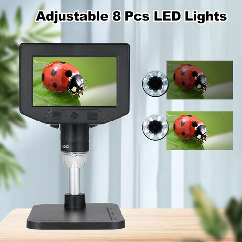 مجهر رقمي LCD مقاس 4.3 بوصة من FLEXMAN، تكبير 1~1000X تكبير 1080P HD كاميرا مجهر فحص مع 8 مصابيح LED لإصلاح الإلكترونيات PCB in Saudi Arabia