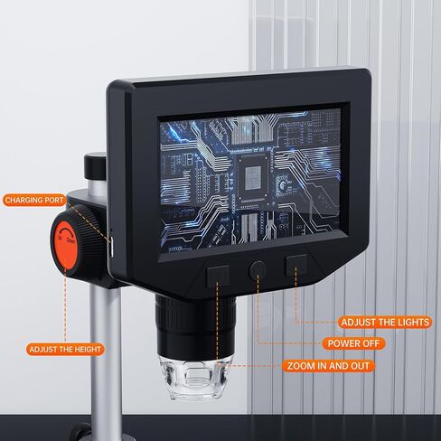 مجهر رقمي LCD مقاس 4.3 بوصة من FLEXMAN، تكبير 1~1000X تكبير 1080P HD كاميرا مجهر فحص مع 8 مصابيح LED لإصلاح الإلكترونيات PCB in Saudi Arabia