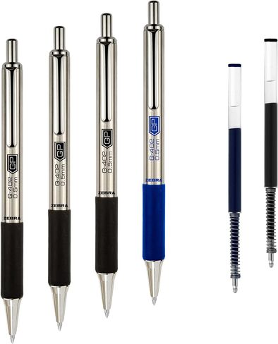 Zebra Pen G-402 Retractable Gel Pen, Stainless Steel Barrel, Fine Point, 0.5mm, Blue Ink, 12-Pack in Saudi Arabia
