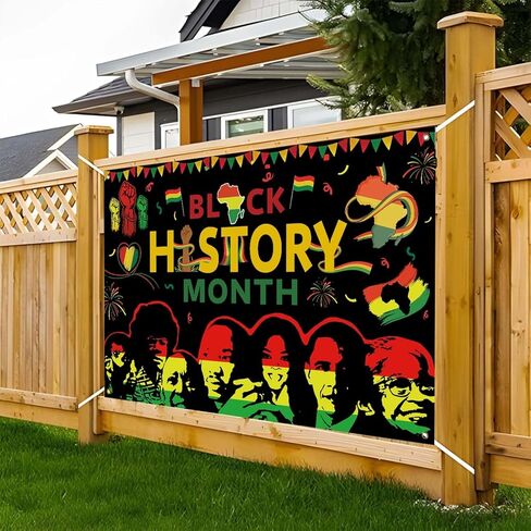 Black History Month Decorations, 71x43inch Black History Month Banner Backdrop, African American Party Decor for Classroom Home Office, Festive Photo Booth Background in Saudi Arabia