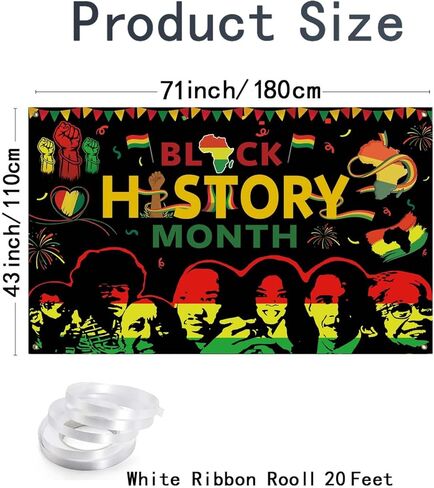 Black History Month Decorations, 71x43inch Black History Month Banner Backdrop, African American Party Decor for Classroom Home Office, Festive Photo Booth Background in Saudi Arabia