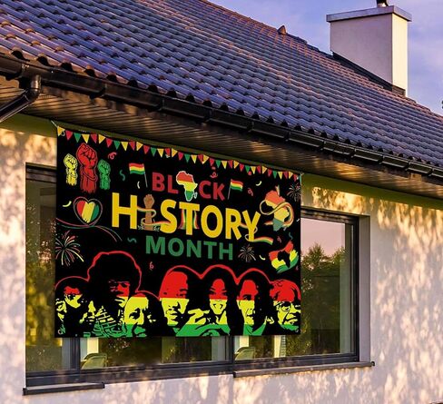 Black History Month Decorations, 71x43inch Black History Month Banner Backdrop, African American Party Decor for Classroom Home Office, Festive Photo Booth Background in Saudi Arabia