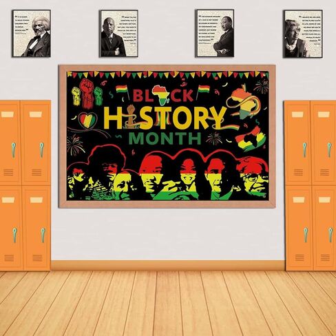 Black History Month Decorations, 71x43inch Black History Month Banner Backdrop, African American Party Decor for Classroom Home Office, Festive Photo Booth Background in Saudi Arabia