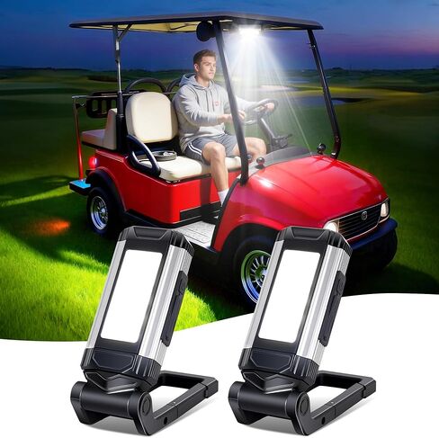 Golf Cart Lights with Magnetic Charging & 360° Rotation - LED Dome Light Accessories Featuring Hook/Carabiner, 7 Modes, Power Bank - for Camping, Hunting in Saudi Arabia