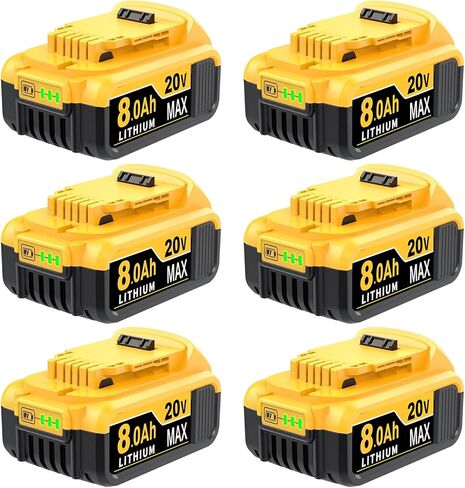 DCB200 8000mAh Replacement for Dewalt 20V Battery Compatible with Dewalt Batteries DCB203 DCB204 DCB207 DCB206 DCB201 DCB205 Cordless Power Tools with LED Indicator 2 Count (2) in Saudi Arabia